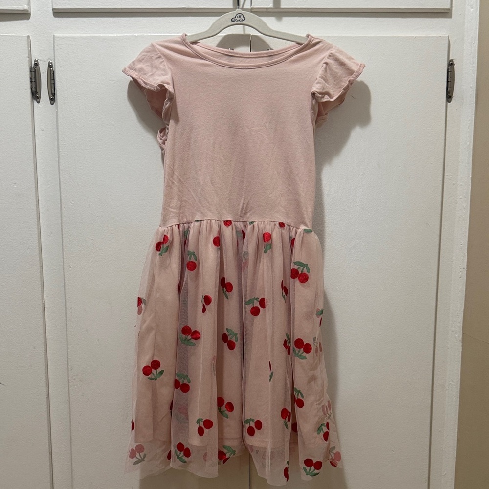 H&M Light Pink Cherry Pattern Kids Dress